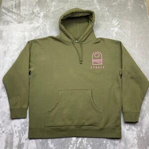 Stance The Pullover Hoodie Olive Green Pink Logo Graphic Heavyweight Unisex XL